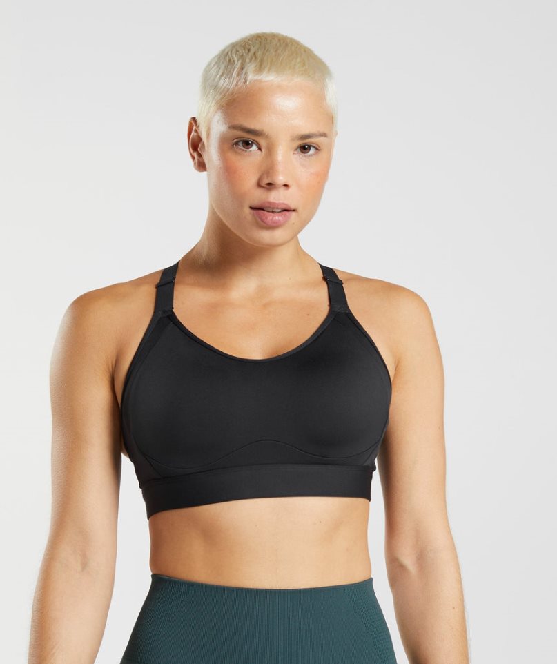 Women's Gymshark Cut Out Back High Support Sports Bra Black | CA AN0578